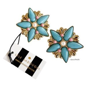 Lele Sadoughi Astra 14K-Gold-Plated Turquoise, Imitation Pearl Drop Earrings NWT